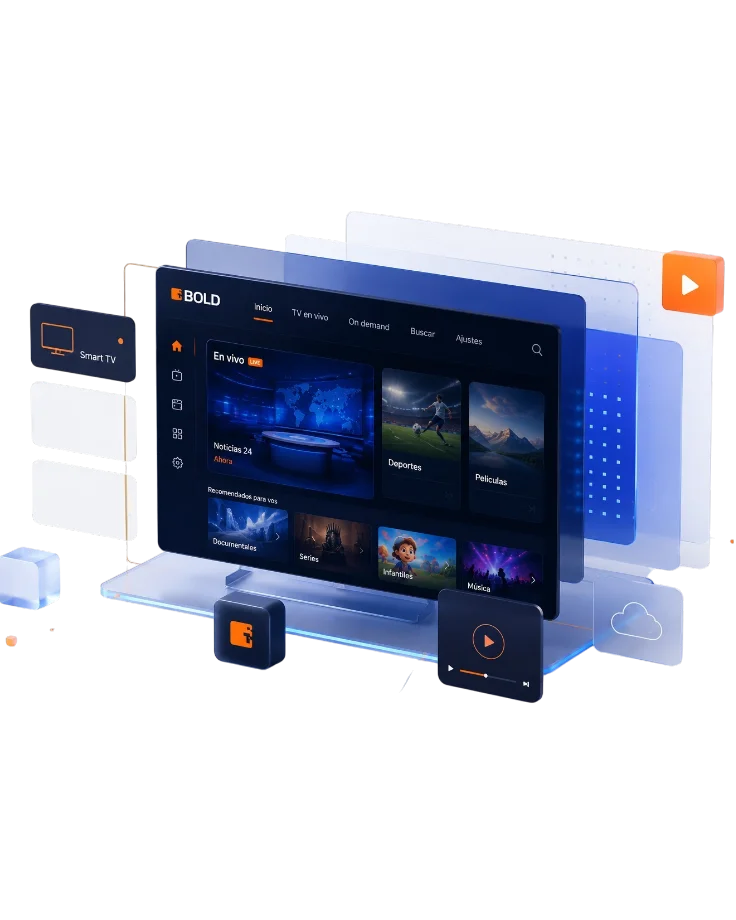 BOLD Apps Smart TV and set-top box interface with live TV and on-demand content